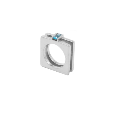 Double square ring sterling silver and topaz 