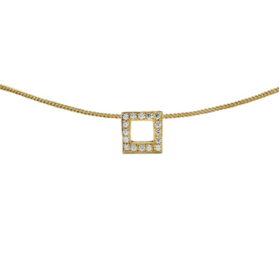 square necklace 18kt gold with diamonds 