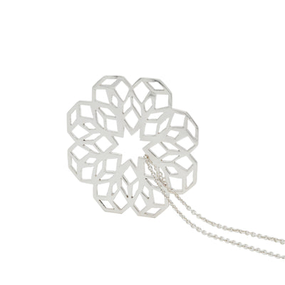 sterling silver hand made geometrical flower necklace 