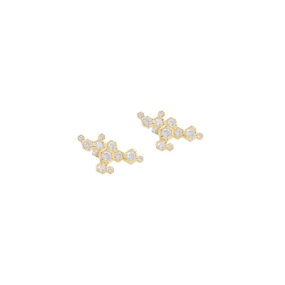 18k gold and diamonds earrings with unique design 