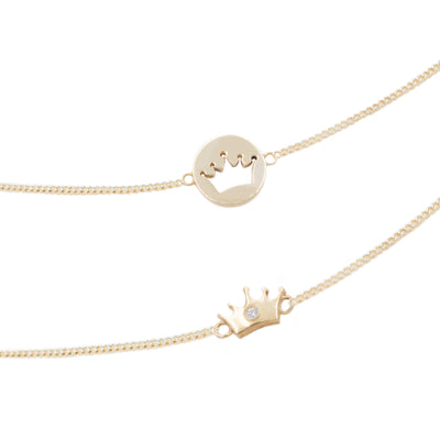 Friendship necklace gold 18k crown 