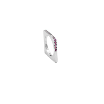 square ring elaborated in 18kts white gold and rubies 