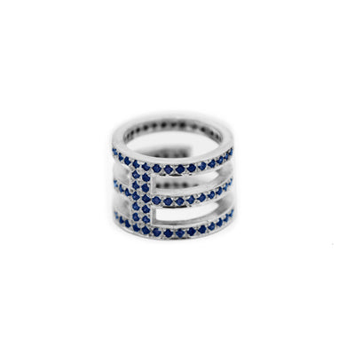 intersection ring sterling silver with blue stones